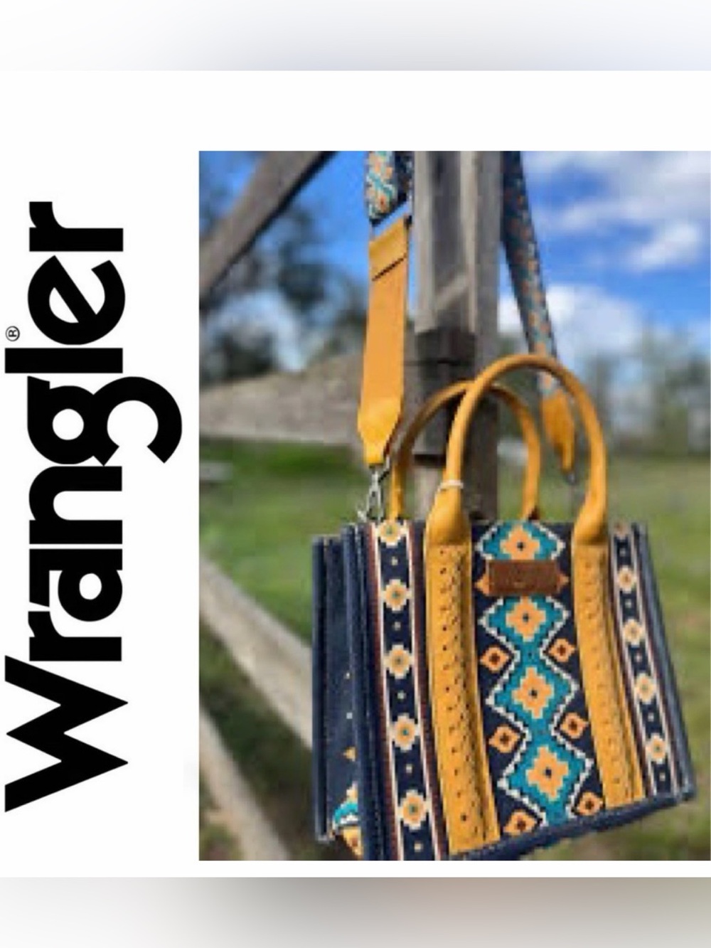 NWT WRANGLER CANVAS AZTEC CROSSBODY MINI TOTE BAG WG2203-8120SMST